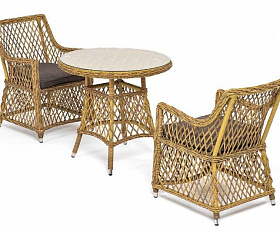 Обеденная группа Эспрессо-80 L 4SIS из искусственного ротанга, цвет соломенный