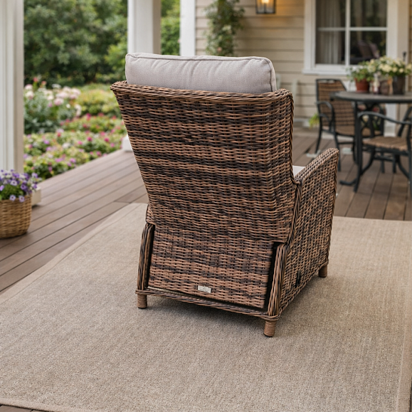 Кресло-реклайнер Luiza Royal Family из искусственного ротанга, цвет коричневый фото 2