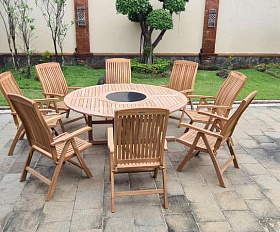 Комплект обеденной мебели Circus-Lerum 8R Brafritid набор натуральный, тик