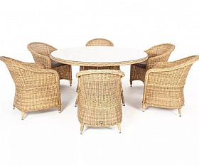 Обеденная группа Эспрессо-150 R 4SIS из искусственного ротанга, цвет соломенный