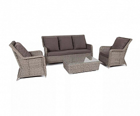 Лаунж-зона Гляссе 4SIS из искусственного ротанга (гиацинт), цвет графит