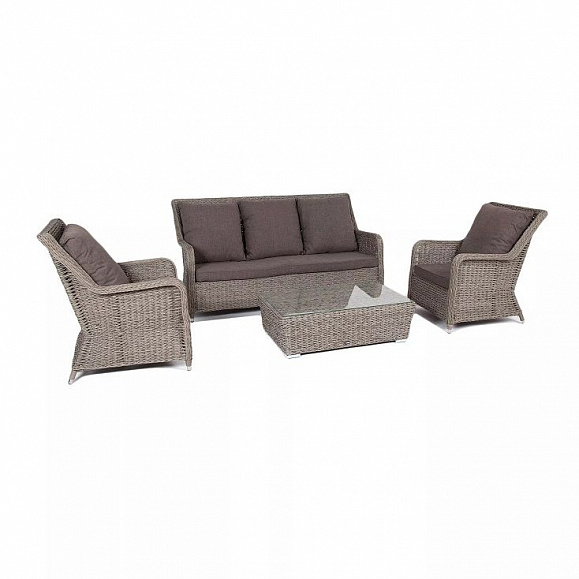 Лаунж-зона Гляссе 4SIS из искусственного ротанга (гиацинт), цвет графит фото 3