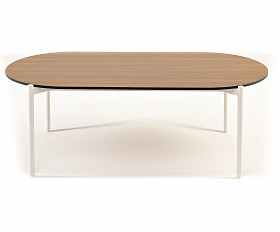 Диего журнальный стол из HPL 120х60 H40, каркас белый муар, цвет дуб