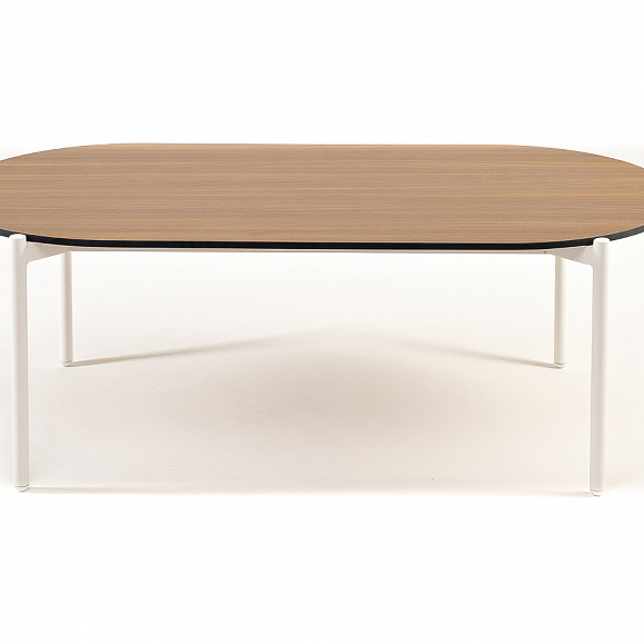 Диего журнальный стол из HPL 120х60 H40, каркас белый муар, цвет дуб фото 2