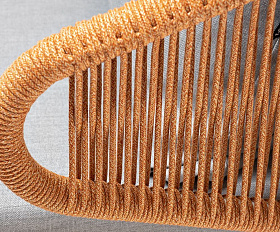 Кресло плетеное Милан 4SIS из роупа, каркас алюминий светло-серый (RAL7035) шагрень, роуп оранжевый меланж круглый, ткань светло-серая