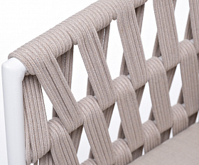 Диего кресло плетеное из роупа, основание дуб, каркас алюминий светло-серый (RAL7035) шагрень, роуп бежевый круглый, ткань бежевая 15052