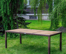 Обеденный стол Amelia Royal Family из искусственного ротанга 200 см, цвет коричневый