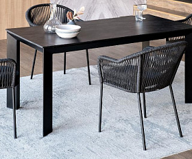 Обеденная группа Венето 4SIS на 4 персоны со стульями "Лион", каркас темно-серый, роуп темно-серый