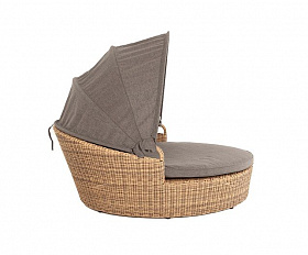 Плетеная кровать круглая Стильяно 4SIS из искусственного ротанга, цвет соломенный