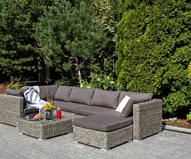 Лаунж-зона трансформирующаяся Лунго 4SIS из искусственного ротанга, цвет серый