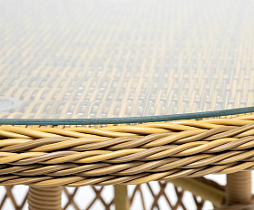 Эспрессо плетеный круглый стол, диаметр 80 см, цвет соломенный