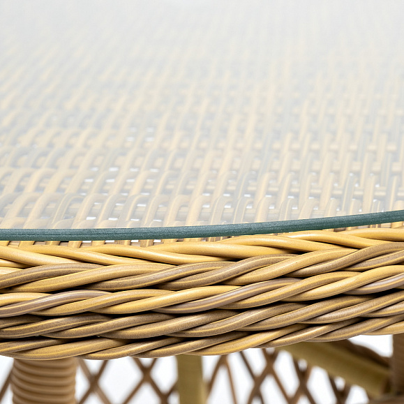 Эспрессо плетеный круглый стол, диаметр 80 см, цвет соломенный фото 3