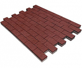 Тротуарная плитка Steinrus Прямоугольник Лайн 200х100х60 мм Красный Бассировка