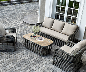 Ницца лаунж-зона из искусственного ротанга, цвет бронзовый