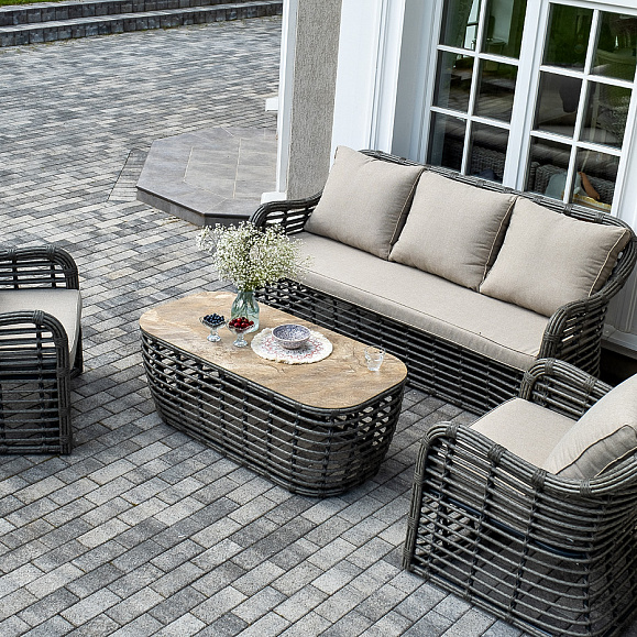 Ницца лаунж-зона из искусственного ротанга, цвет бронзовый фото 3