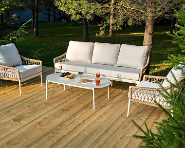 Лаунж-Зона Венеция 4SIS из искусственного ротанга, цвет соломенный