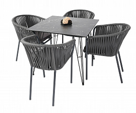 Руссо обеденный стол из HPL квадратный 90х90см, цвет черный мрамор