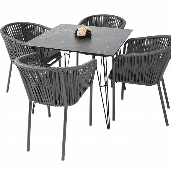 Руссо обеденный стол из HPL квадратный 90х90см, цвет черный мрамор фото 2