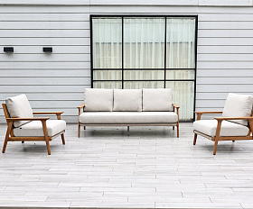 Копенгаген лаунж-зона 5-местная плетеная из роупа, каркас тик, цвет бежевый