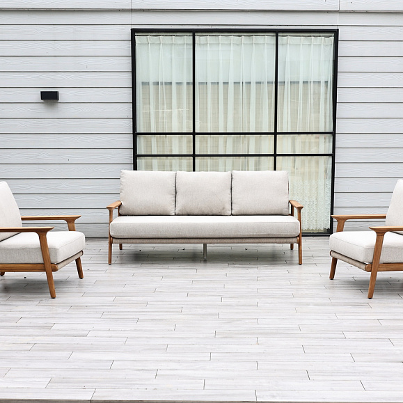 Копенгаген лаунж-зона 5-местная плетеная из роупа, каркас тик, цвет бежевый фото 2