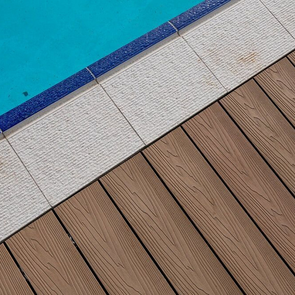 Террасная доска Экодэк Брайт Массив 3D, цвет Каштан фото 2