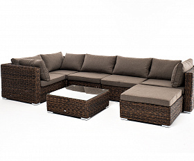 Лунго трансформирующаяся лаунж-зона из искусственного ротанга (гиацинт), цвет коричневый