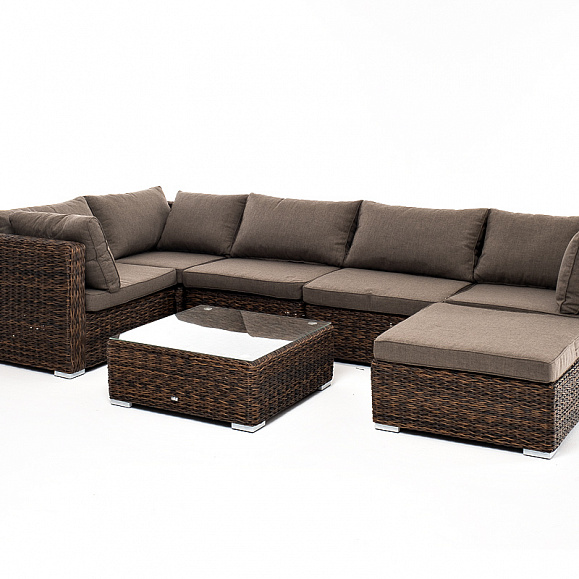 Лунго трансформирующаяся лаунж-зона из искусственного ротанга (гиацинт), цвет коричневый фото 3