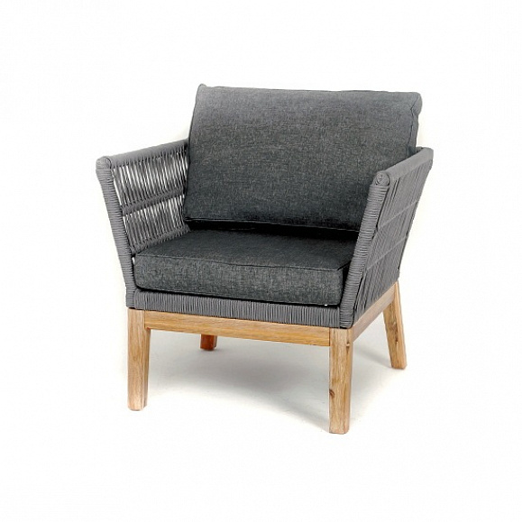 Кресло Мальорка 4SIS из роупа (веревки), цвет темно-серый фото 1