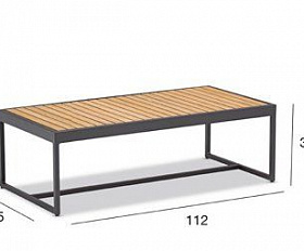 Кофейный стол Amal Brafritid бежевый, антрацит/натуральный, алюминий/тик