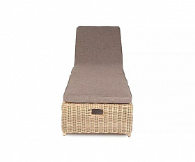 Шезлонг Рим 4SIS из искусственного ротанга, цвет соломенный с подушкой