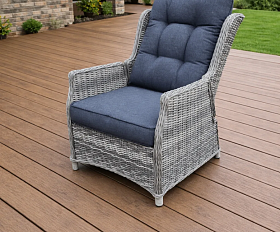 Кресло-реклайнер Luiza Royal Family из искусственного ротанга, цвет серый