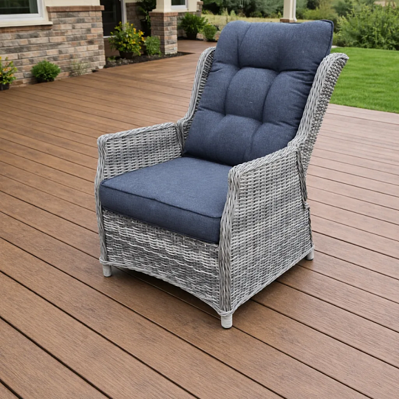 Кресло-реклайнер Luiza Royal Family из искусственного ротанга, цвет серый фото 2