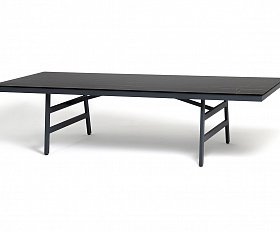 Рио стол из HPL 300х120см, цвет столешницы черный мрамор, угол R3мм