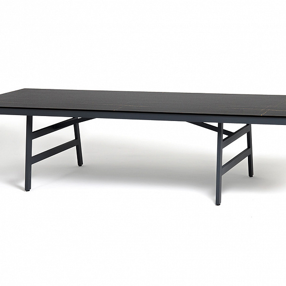 Рио стол из HPL 300х120см, цвет столешницы черный мрамор, угол R3мм фото 3