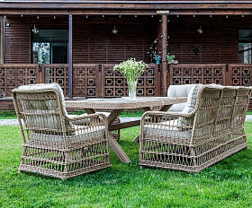 Обеденный комплект Albert Royal Family из искусственного ротанга, цвет бежевый