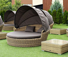 Журнальный столик Лунго 4SIS из искусственного ротанга, цвет соломенный