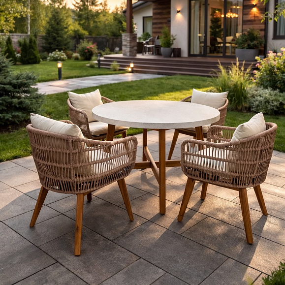 Обеденный комплект Eleonora Royal Family из натурального дерева на 4 персоны фото 1