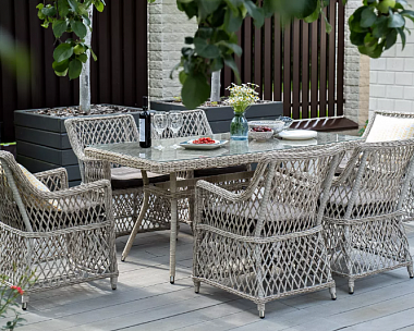 Обеденная Латте 4SIS группа плетеная, цвет бежевый