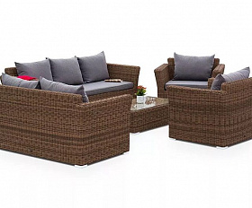 Лаунж-зона Капучино Дабл 4SIS из искусственного ротанга, цвет коричневый