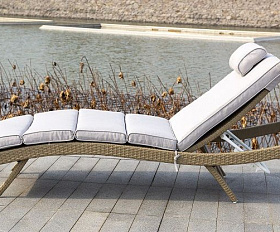 Шезлонг Лиссабон 4SIS из искусственного ротанга, цвет соломенный