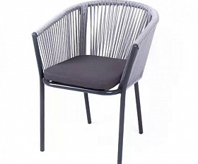 Плетеный стул Марсель 4SIS из роупа (веревки), цвет светло-серый, каркас темно-серый