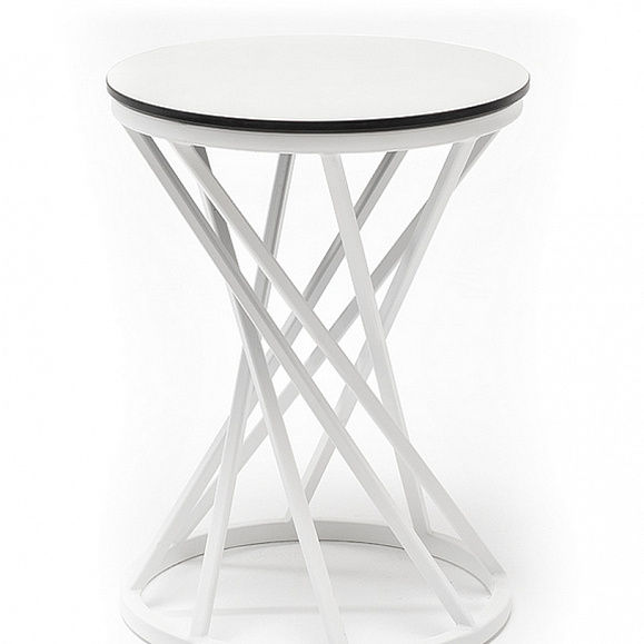 Сантьяго журнальный стол из HPL круглый Ø40 H55, каркас из стали белый, цвет столешницы молочный фото 1