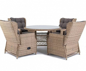 Обеденная группа Лацио 4SIS из искусственного ротанга, цвет соломенный