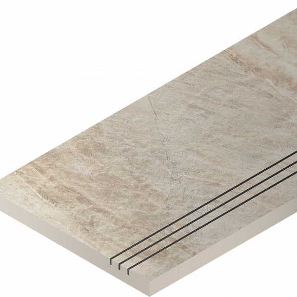 Керамогранитная ступень Italon Манетик X2 Уайт Бортик 30X60 Грип Пр фото 1