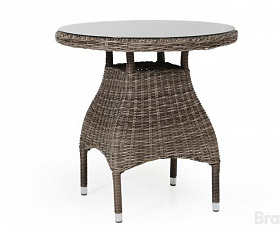 Кофейный стол Ninja Brafab круглый, коричневый, искусственный ротанг