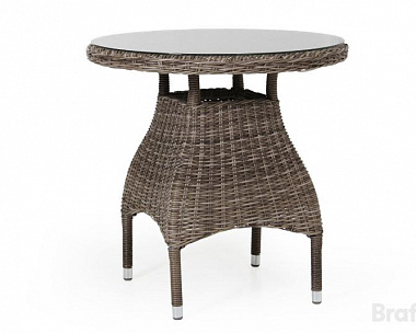 Кофейный стол Ninja Brafab круглый, коричневый, искусственный ротанг