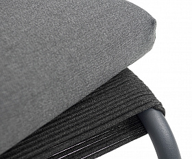 Ането пуф плетеный из роупа, каркас алюминий темно-серый (RAL7024) муар, роуп темно-серый круглый