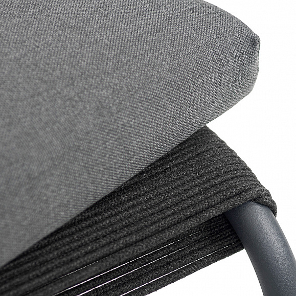 Ането пуф плетеный из роупа, каркас алюминий темно-серый (RAL7024) муар, роуп темно-серый круглый фото 5