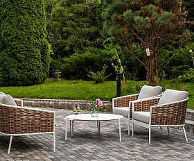 Лаунж-Зона Тоскана 4SIS из искусственного ротанга, цвет соломенный