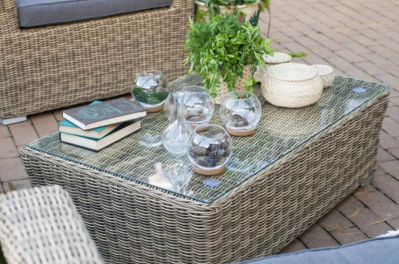 Журнальный столик Капучино 4SIS из искусственного ротанга, цвет соломенный фото 7